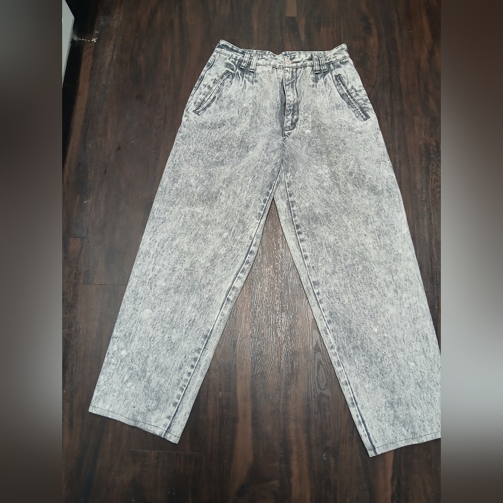 Sergio Valente High-Waist Acid Wash Jeans - Gray/Black